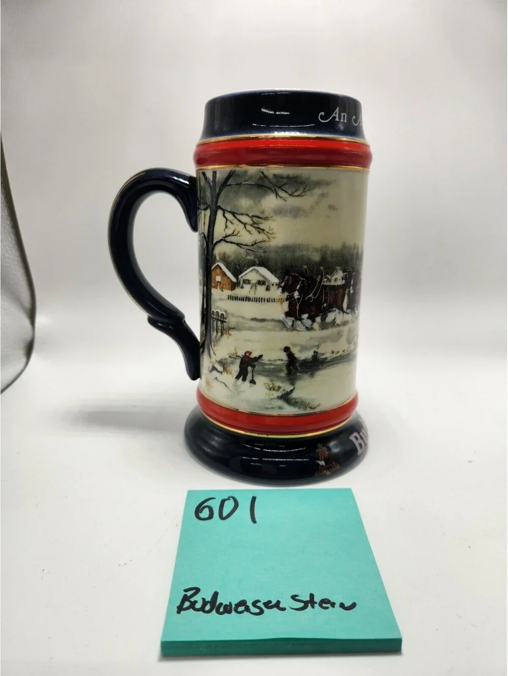 Budweiser 1990 Collector's Series Ceramic Beer Stein Clydesdales Painted